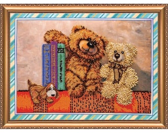 Bead embroidery kit on art canvas Toys 4. DIY beadwork kit embroidery pattern, needlework beading