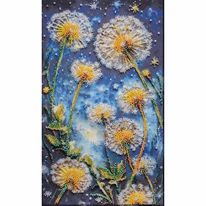 Bead embroidery kit on art canvas - Give your dream to the wind. DIY beadwork kit embroidery pattern, needlework beading