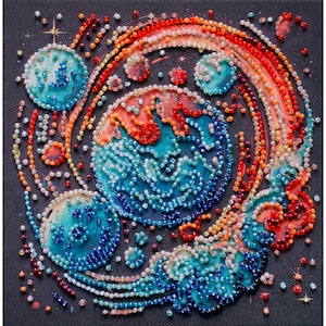 Bead embroidery kit on art canvas Cosmic energy. Abris Art DIY beadwork kit embroidery pattern gift for her diy craft kit