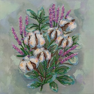 Bead embroidery kit on art canvas Gentle dream. Abris Art DIY beadwork kit embroidery pattern gift for her diy craft kit