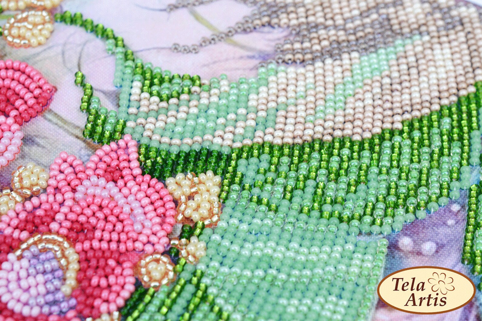 Bead Embroidery Kit on Gabardine Pearl. Tela Artis DIY Etsy