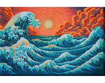 Bead embroidery kit on art canvas - Murmuring Sea. DIY beadwork kit embroidery pattern, needlework beading
