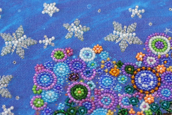 Bugs Bead Embroidery Kit. DIY Craft Kit Beadwork on Canvas. DIY
