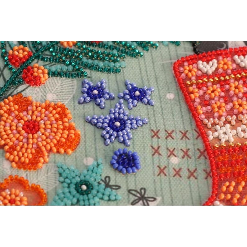 Bead embroidery kit on art canvas Friendly family Abris Art DIY