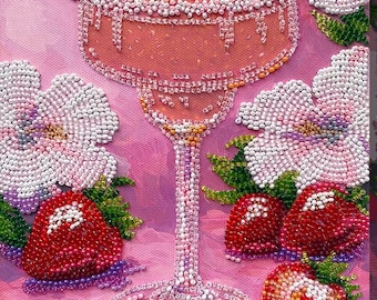 Bead embroidery kit on art canvas Fruit Euphoria. DIY beadwork kit embroidery pattern, needlework beading
