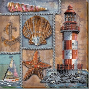 Bead embroidery kit on art canvas About seas and oceans. Abris Art DIY beadwork kit embroidery pattern gift for her diy craft kit