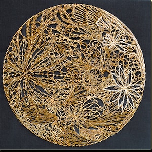 Bead embroidery kit on art canvas Moon filigree Abris Art DIY beadwork kit embroidery pattern gift for her diy craft kit