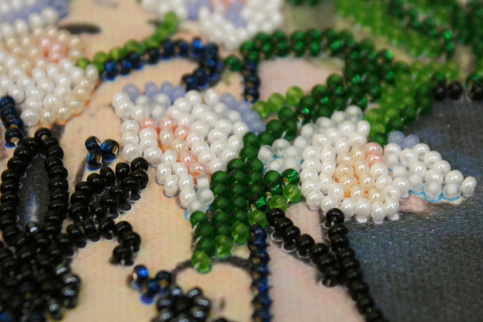 Bead Embroidery Kit on Art Canvas Vintage. Abris Art DIY Etsy