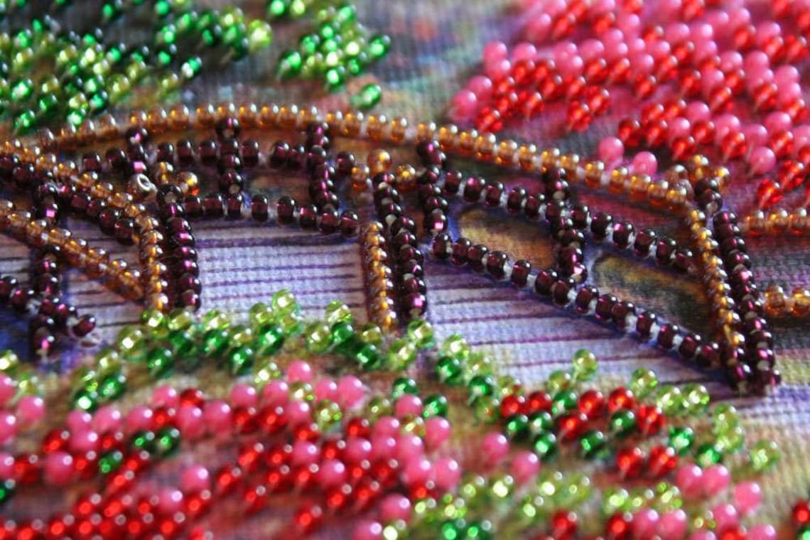 Bead embroidery kit on art canvas Mountain landscape. Abris Etsy