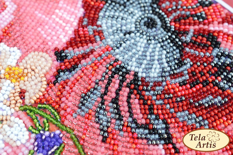 Bead Embroidery Bastelset auf Gabardine Sleep. Tela Artis DIY Perlenarbeit Kit Stickmuster, Handarbeit Perlen Bild 3