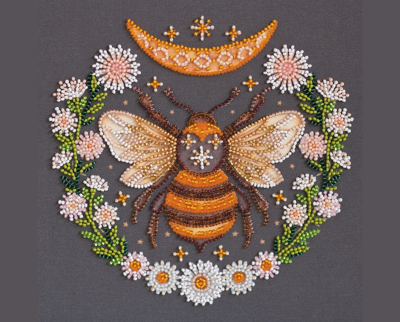 Bead Embroidery Kit on Art Canvas Honey Dream. Abris Art DIY Etsy UK