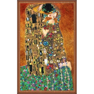 Bead embroidery kit on art canvas Kiss. Abris Art DIY beadwork kit embroidery pattern gift for her diy craft kit