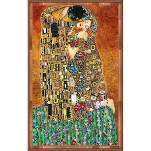Bead embroidery kit on art canvas Kiss. Abris Art DIY beadwork kit embroidery pattern gift for her diy craft kit