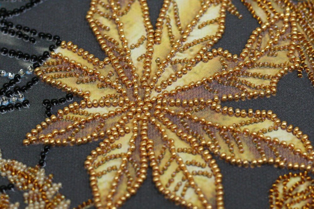 Bead Embroidery Kit on Art Canvas Golden Tropics. Abris Art Etsy