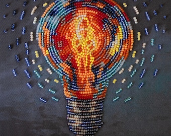 Bead embroidery kit on art canvas - Bring the light. DIY beadwork kit embroidery pattern, needlework beading