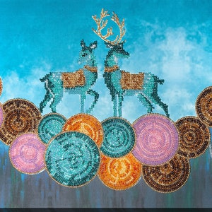 Bead embroidery kit on art canvas Azure Grace. Abris Art DIY beadwork kit embroidery pattern gift for her diy craft kit