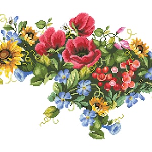 Pray for Ukraine Cross Stitch Pattern PDF Scheme Map of Ukraine Blooming Ukraine United Flowers Digital file embroidery stitching patterns
