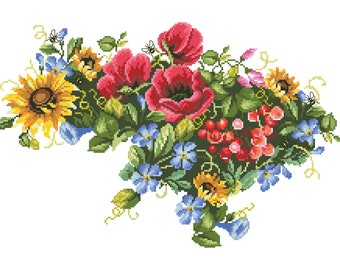 Pray for Ukraine Cross Stitch Pattern PDF Scheme Map of Ukraine Blooming Ukraine United Flowers Digital file embroidery stitching patterns