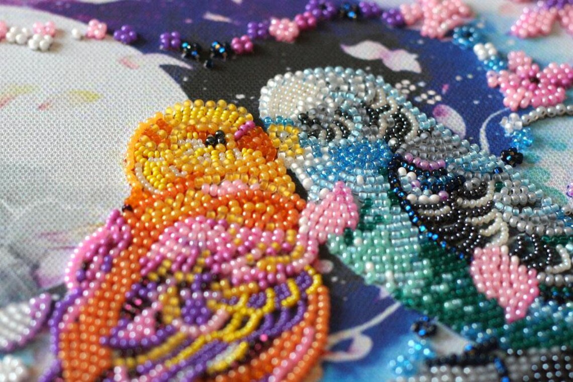 Bead Embroidery Kit on Art Canvas Inseparable. Abris Art DIY Etsy