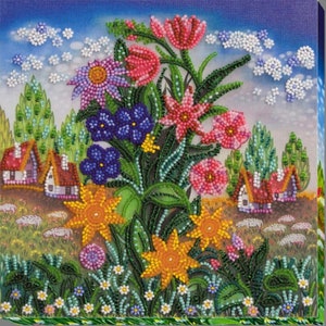 Bead embroidery kit on art canvas Earth stars. Abris Art DIY beadwork kit embroidery pattern gift for her diy craft kit