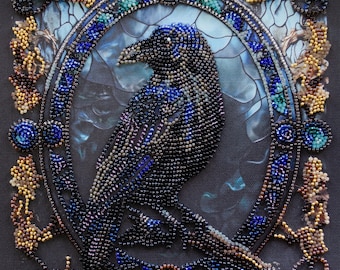 Bead embroidery kit on art canvas - Shade of night . Abris Art DIY beadwork kit embroidery pattern, needlework beading