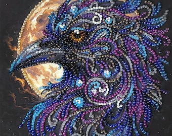 Bead embroidery kit on art canvas Amber gaze. DIY beadwork kit embroidery pattern, needlework beading