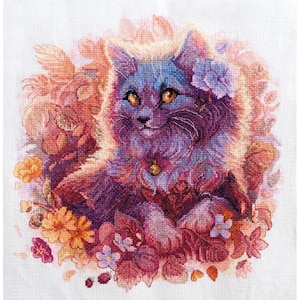 Cross stitch embroidery &quot;Soft Paws&quot;. DIY cross stitch picture.