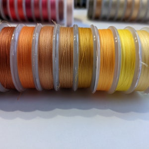 Threads for embroidery with beads, 1 set 10 pcs, beading threads mix, colored threads, bead embroidery threads, set of threads Yellow-orange