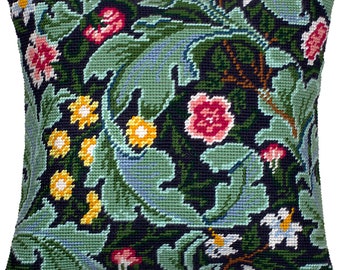 Kit de coussin pour broderie « Leicester » W. Morris, kit de housse de coussin tapisserie, kit de couture pour tente, kit de broderie, 16 x 16 pouces, toile imprimée