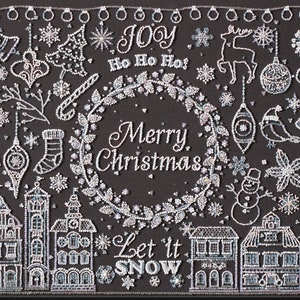 Bead embroidery kit on art canvas Silver sparks. Abris Art DIY beadwork kit embroidery pattern christmas new year diy craft kit