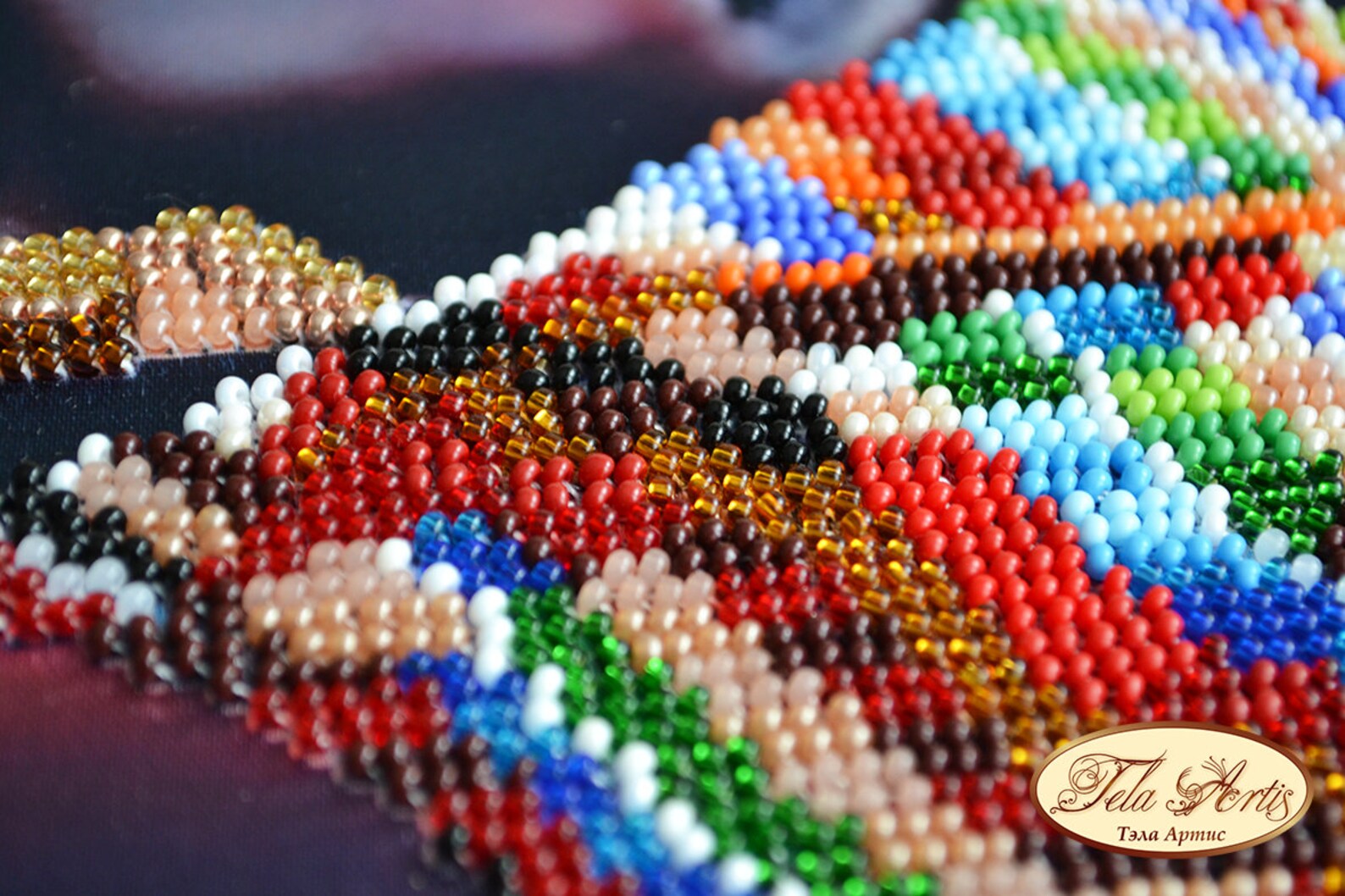 Bead embroidery kit on satin African. Tela Artis DIY beadwork Etsy