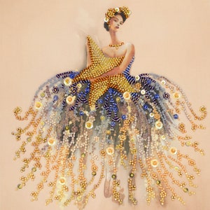 Bead embroidery kit on art canvas Star Waltz. Abris Art DIY beadwork kit embroidery pattern gift for her diy craft kit