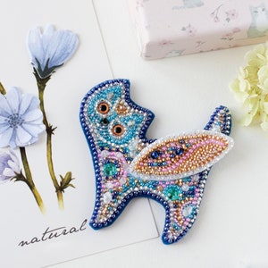 DIY Jewelry making kit, Seed beaded brooch "Fairy cat", Abris Art. Bead Embroidery, Needlework beading decoration.