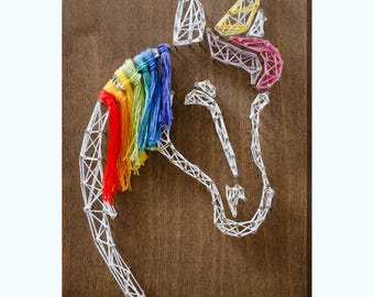 String Art DIY Kit "Rainbow Unicorn" DIY. Creative DIY Kit.