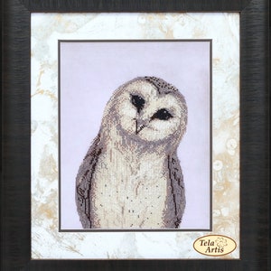 Bead embroidery kit on gabardine Cute barn owl. Tela Artis DIY beadwork kit embroidery pattern gift for her diy craft kit