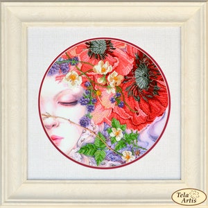 Bead Embroidery Bastelset auf Gabardine Sleep. Tela Artis DIY Perlenarbeit Kit Stickmuster, Handarbeit Perlen Bild 1