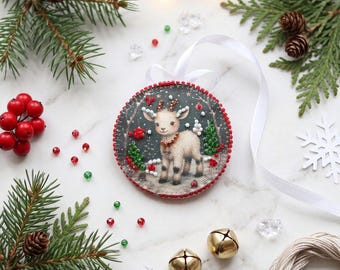 Bead embroidery kit on art canvas Winter Carol. DIY beadwork kit embroidery pattern christmas new year diy craft kit