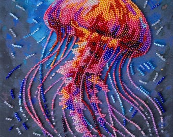 Bead embroidery kit on art canvas - Dangerous grace. DIY beadwork kit embroidery pattern, needlework beading