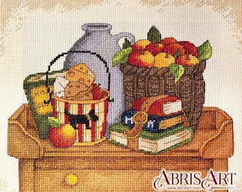 Cross stitch embroidery "September". DIY cross stitch picture.