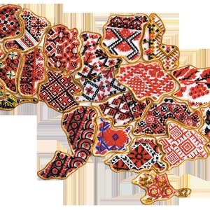 Bead embroidery kit on art canvas Magnet "Map of Ukraine". Abris Art DIY beadwork kit embroidery pattern gift for her diy craft kit