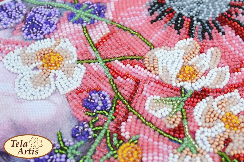 Bead Embroidery Bastelset auf Gabardine Sleep. Tela Artis DIY Perlenarbeit Kit Stickmuster, Handarbeit Perlen Bild 4