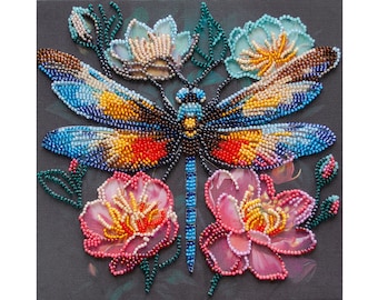 Bead embroidery kit on art canvas - Flickering wings. Abris Art DIY beadwork kit embroidery pattern, needlework beading