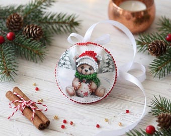 Bead embroidery kit on art canvas A Winter Day. DIY beadwork kit embroidery pattern christmas new year diy craft kit