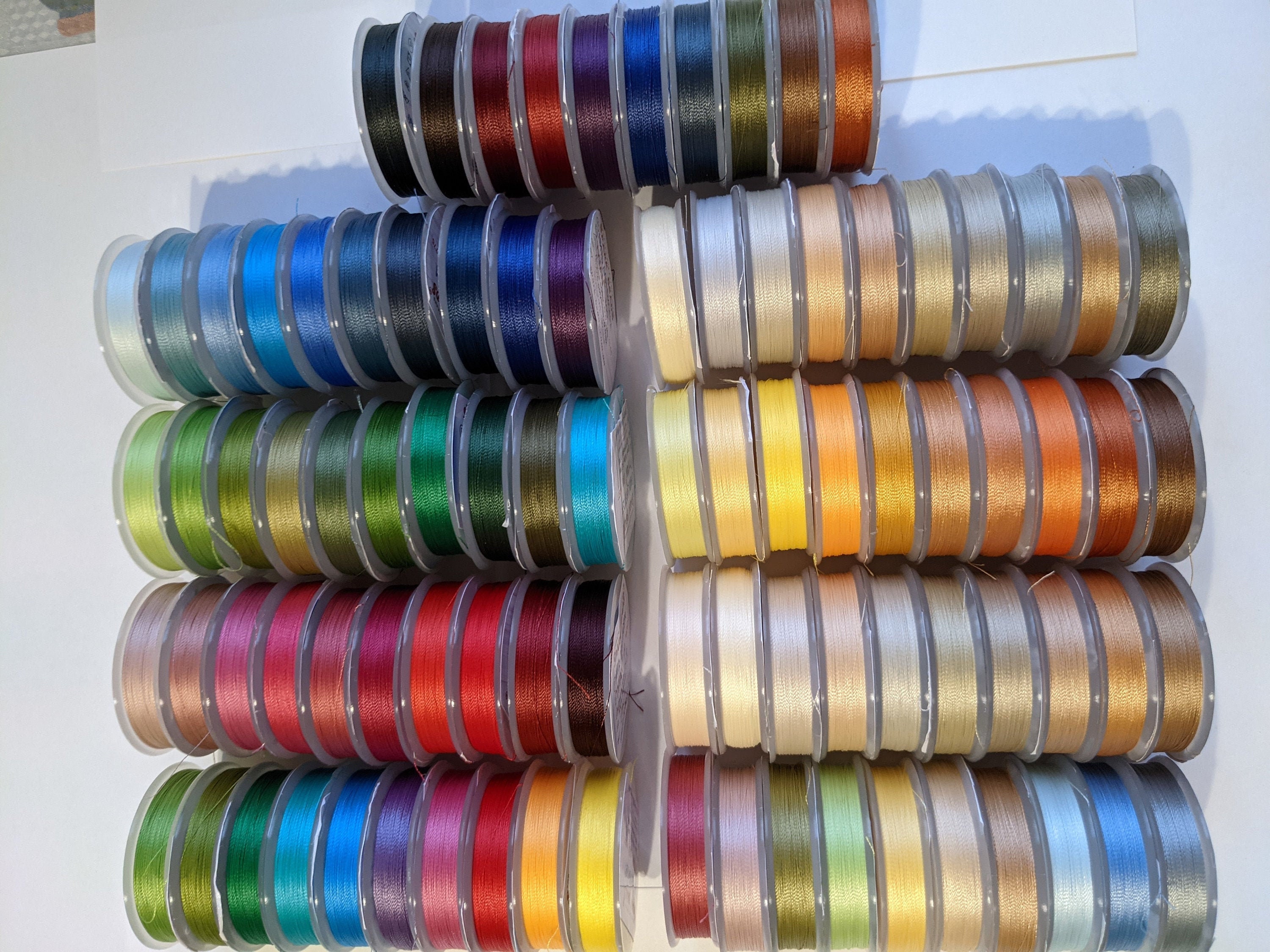 Threads for embroidery with beads, 1 set - 10 pcs, beading threads mix, colored threads, bead embroidery threads, set of threads