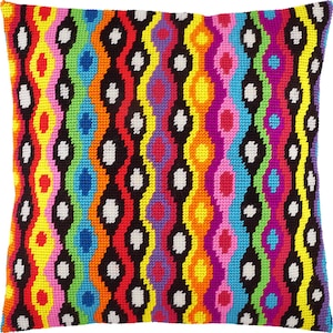 DIY Needlepoint Pillow Kit &quot;Bolivia&quot;, Half Cross Stitch Kit, Tapestry Cushion kit, Embroidery Pillow kit 16&quot;x16&quot; (40x40 cm), Printed Canvas