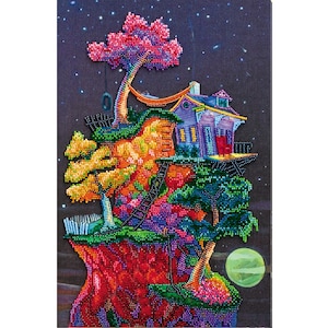 Bead embroidery kit on art canvas Dreams under the stars. Abris Art DIY beadwork kit embroidery pattern gift for her diy craft kit