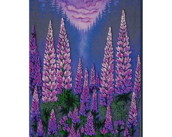 Bead embroidery kit on art canvas - Moonlight. DIY beadwork kit embroidery pattern, needlework beading