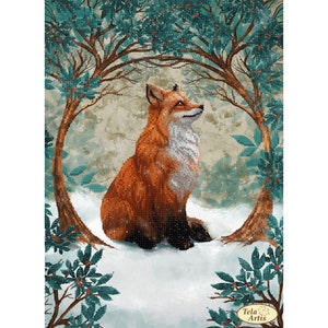 Bead embroidery kit on atlas Fox Tale. Tela Artis DIY beadwork kit embroidery pattern gift for her diy craft kit