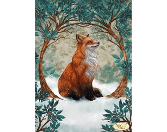 Bead embroidery kit on atlas Fox Tale. Tela Artis DIY beadwork kit embroidery pattern gift for her diy craft kit