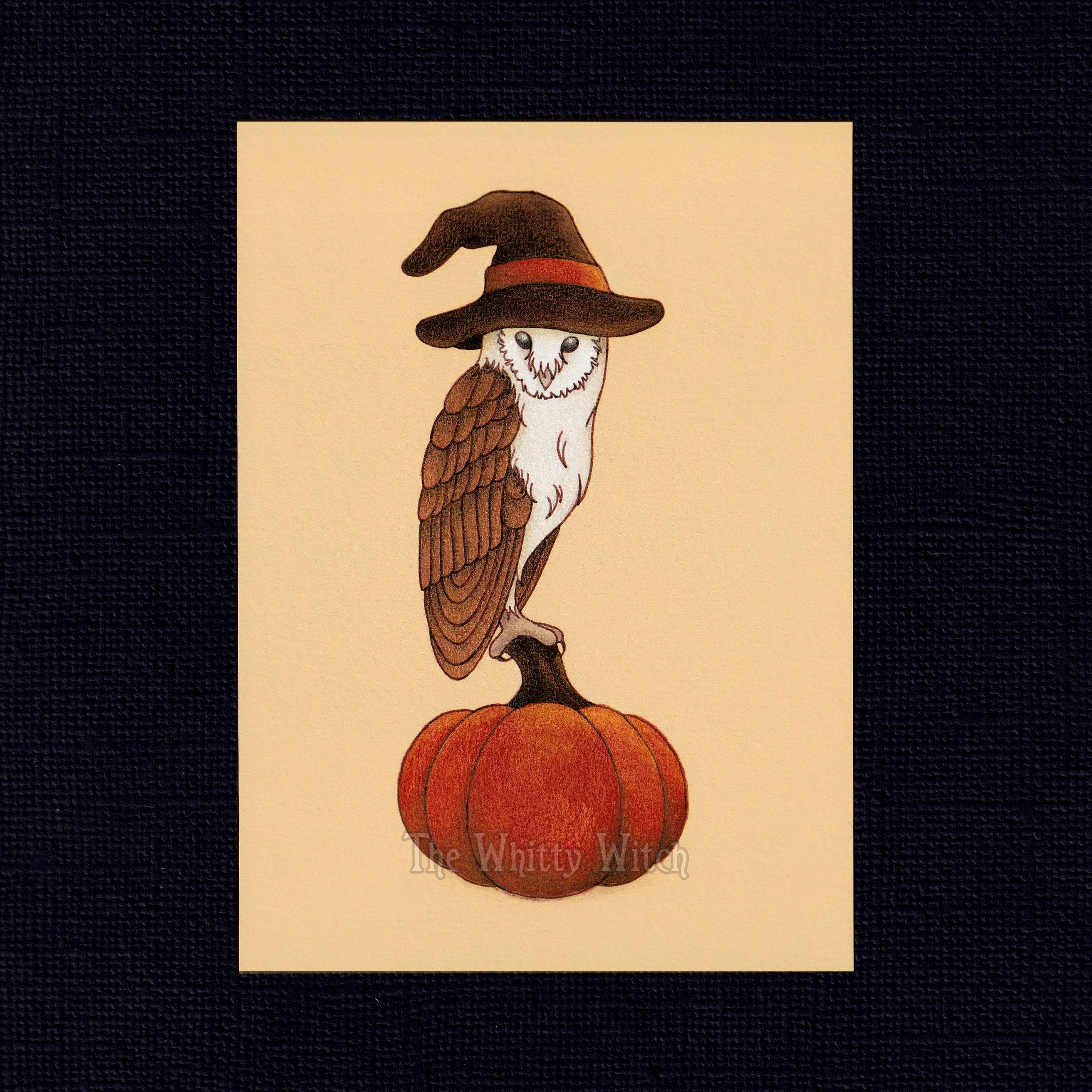 Witchy Barn Owl Art Print - Artist Signed - 5x7 or 8x10